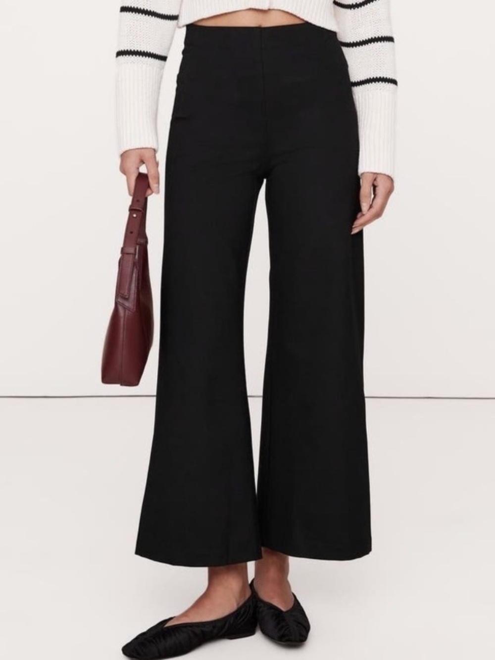 NWT! Banana Republic Black Wide-Leg Everywhere Ponte Cropped Pant - 713496 🖥️1️⃣